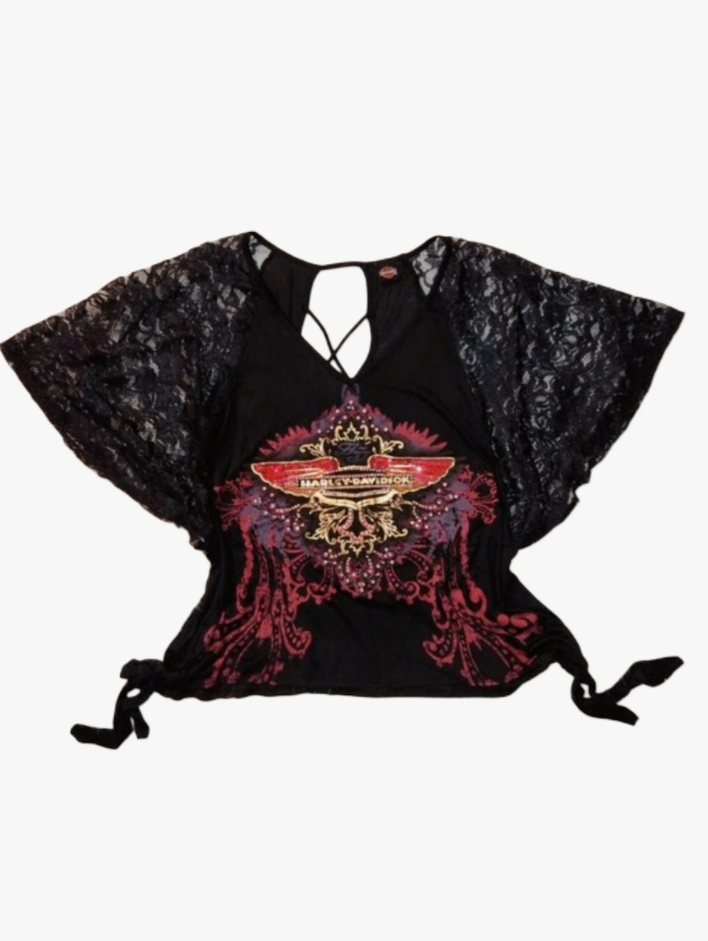 Vintage Y2K Harley Davidson Lace Top!